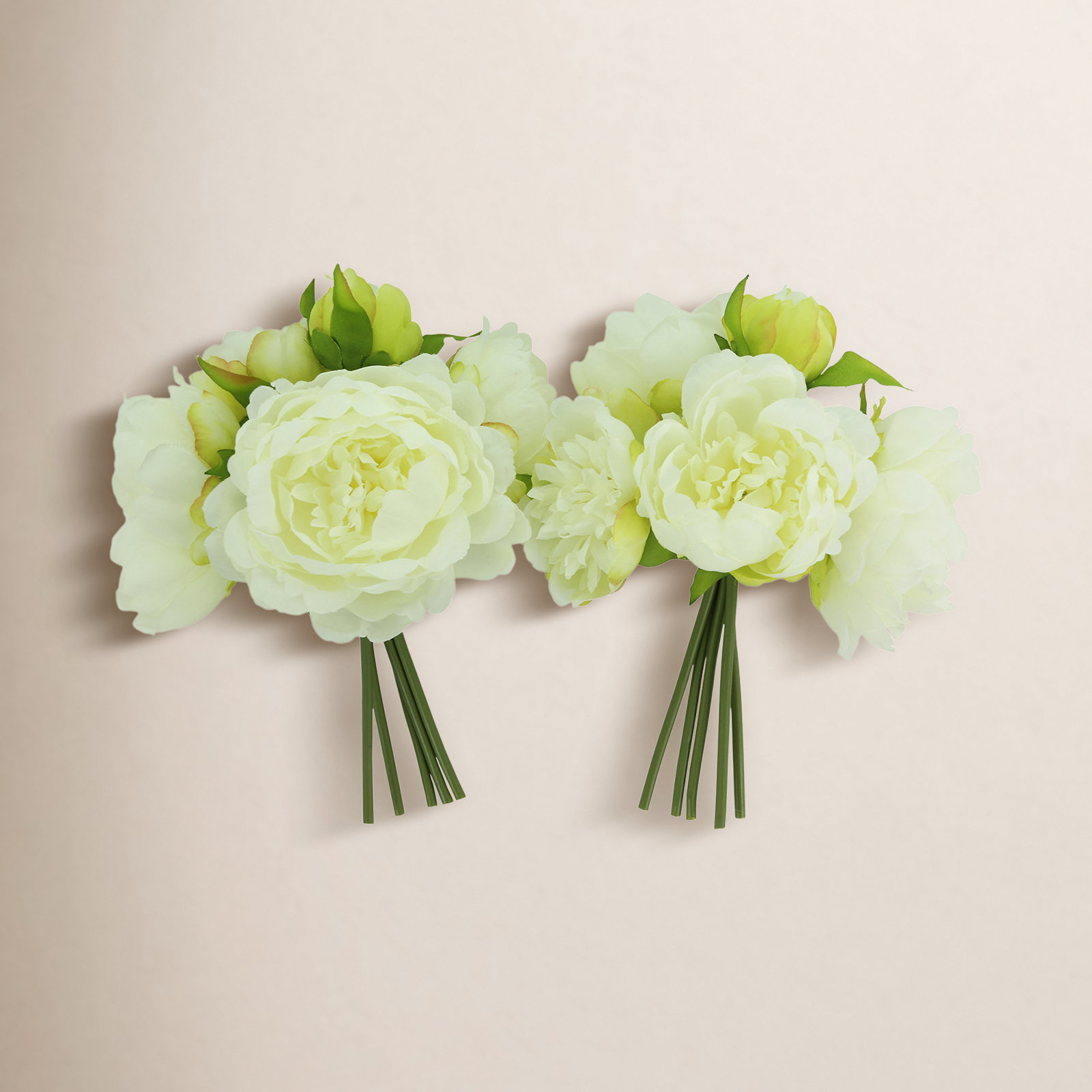 Faux Peony Stems, White