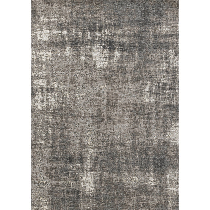 Tapis abstrait gris et blanc cassé 7 pi x 10 pi