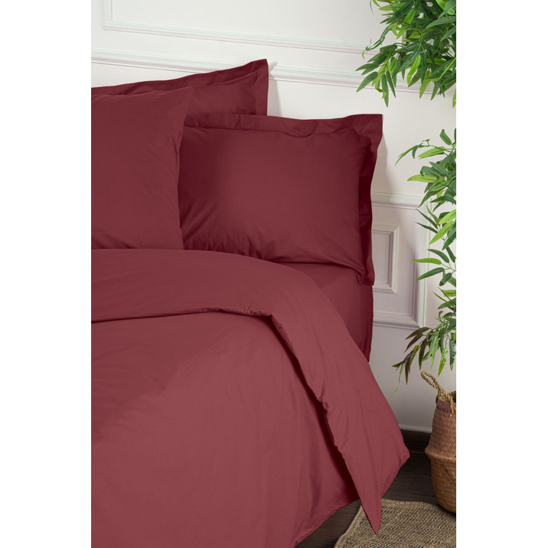 Premium Quilt Cover Set, Maroon, 61 x 87 | 100% Cotton Ranforce, 155 Thread Count, Includes 1 Pillowcase (31 x 31) | Machine Washable, Durable Button Closure, Ideal for Cozy Bedrooms & Stylish Décor