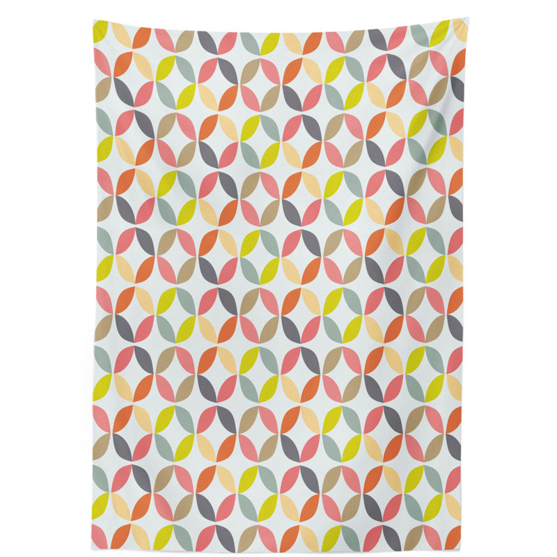 Circle Tablecloth, Yellow/Gray, 84" L x 60" W
