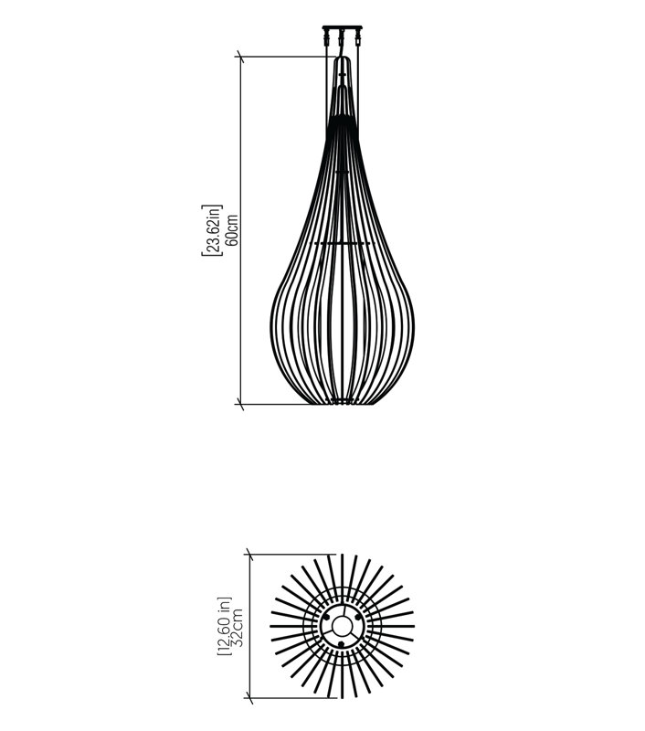 Capadócia 1 - Light Pendant, 23.62" H x 12.6" W x 12.6" D, Charcoal, Charcoal