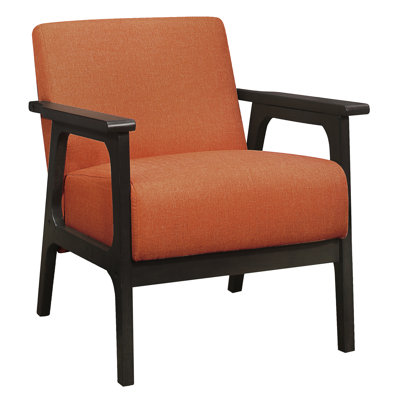 Orange Upholstered Seat, Solid Rubberwood Frame, Antique Gray Living Room Accessory Accent Chair In Fabric, Finish, Essential