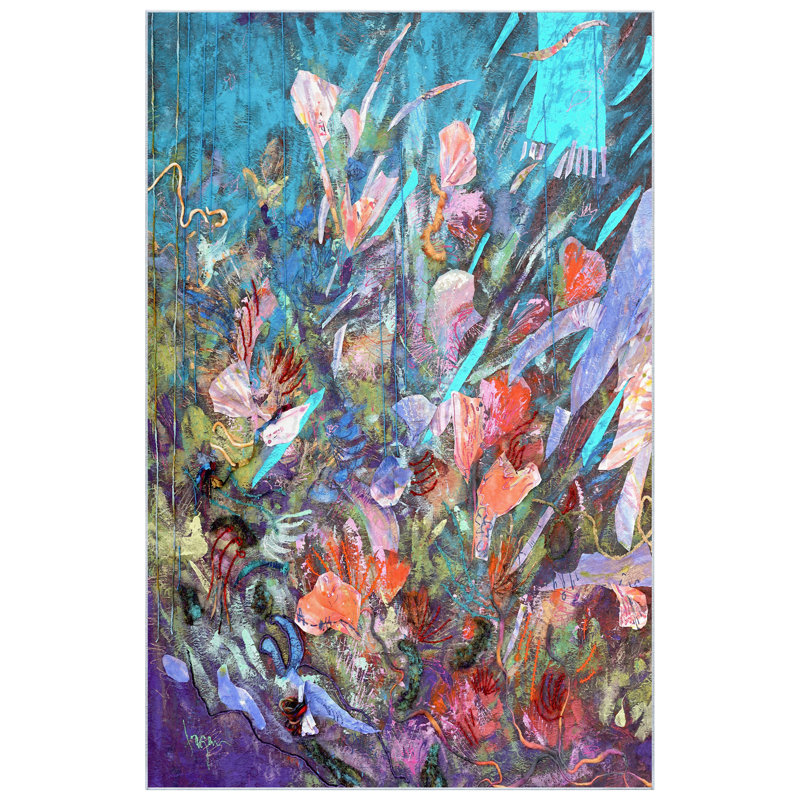 Blue Floral Efflorescence Washable Area Rug, Power-loomed, Softness with Non-Slipping Backing