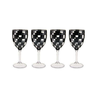 Black Check Acrylic Wine Goblets