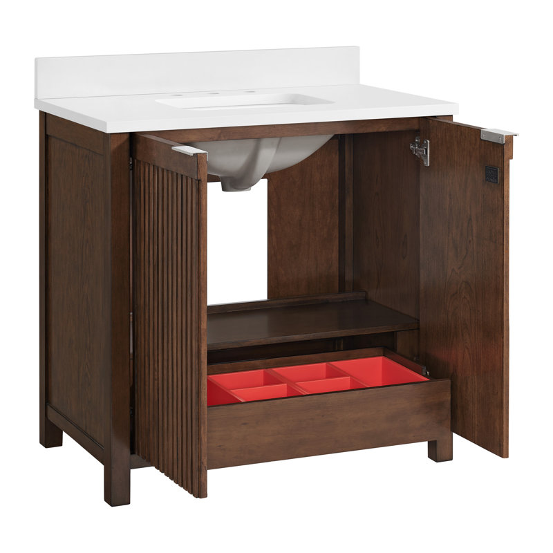 Meuble-lavabo simple de 36 po traversant Lines, Brun