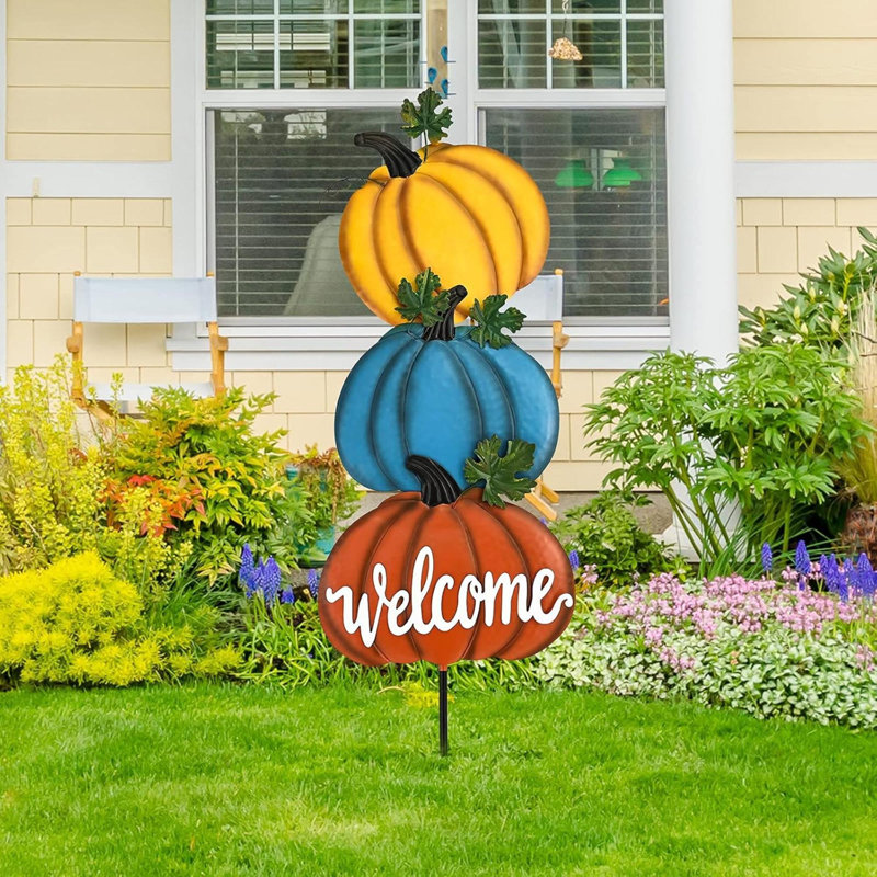 Thanksgiving Decorations Fall Pumpkins Yard Stacked Rustic 3 Stacked (Style-B)