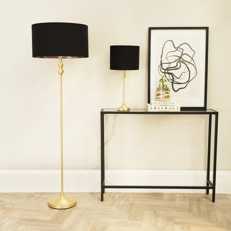 Reselva 151cm Traditional Floor Lamp, Black, Gold