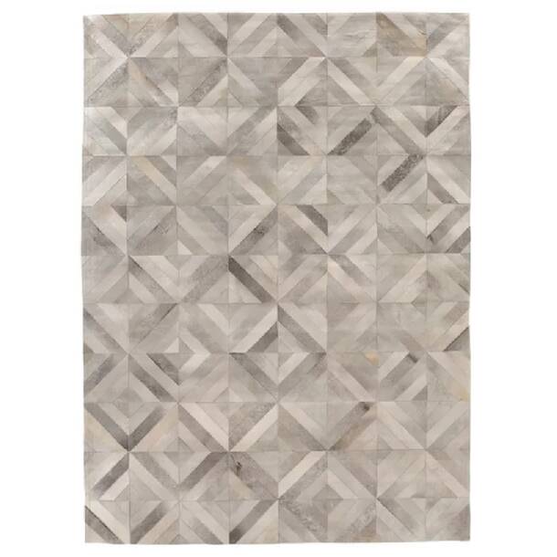Exquisite Rugs Natural Hide Geometric Handmade Cowhide Ivory Area Rug ...
