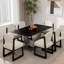 Ensemble de salle à manger 9 pièces en bois fritté moderne avec 6 chaises en bois massif à structure en U-131406833-131406834