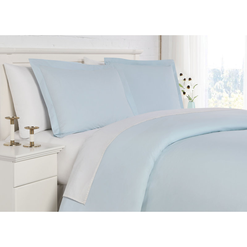Southshore Fine Linens Classic Collection 300-threac count Cotton Percale Duvet Cover Set, King Duvet Cover + 2 Shams, Blue