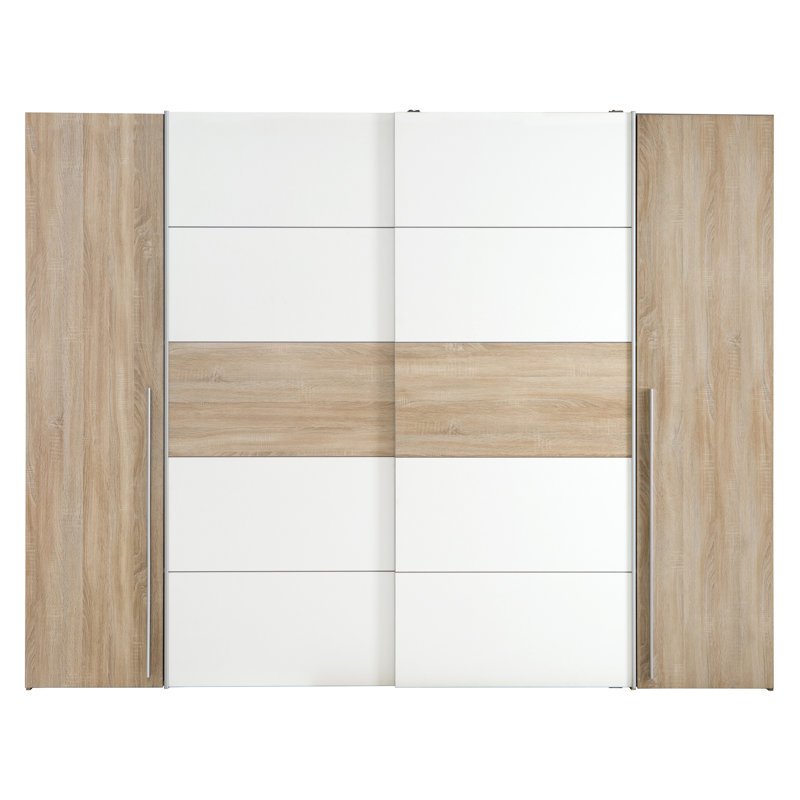 Debarr 4 Door Manufactured Wood Wardrobe, Sonoma Oak/White, 210.5cm H x 270.3cm W x 61.2cm D