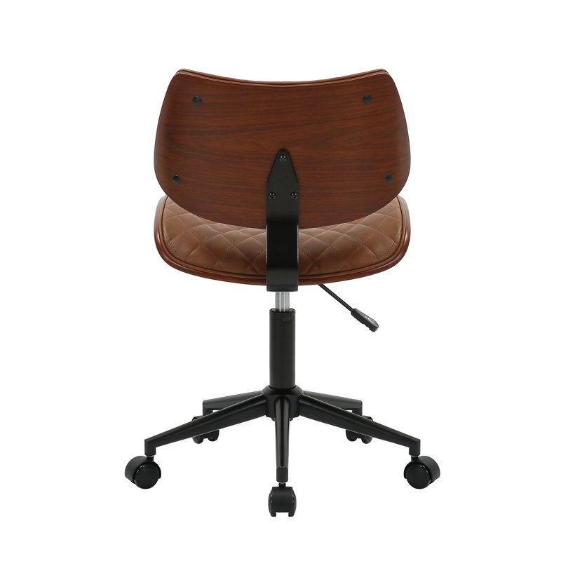 Kasse Faux Leather Mid-Century Office Chair, Brown