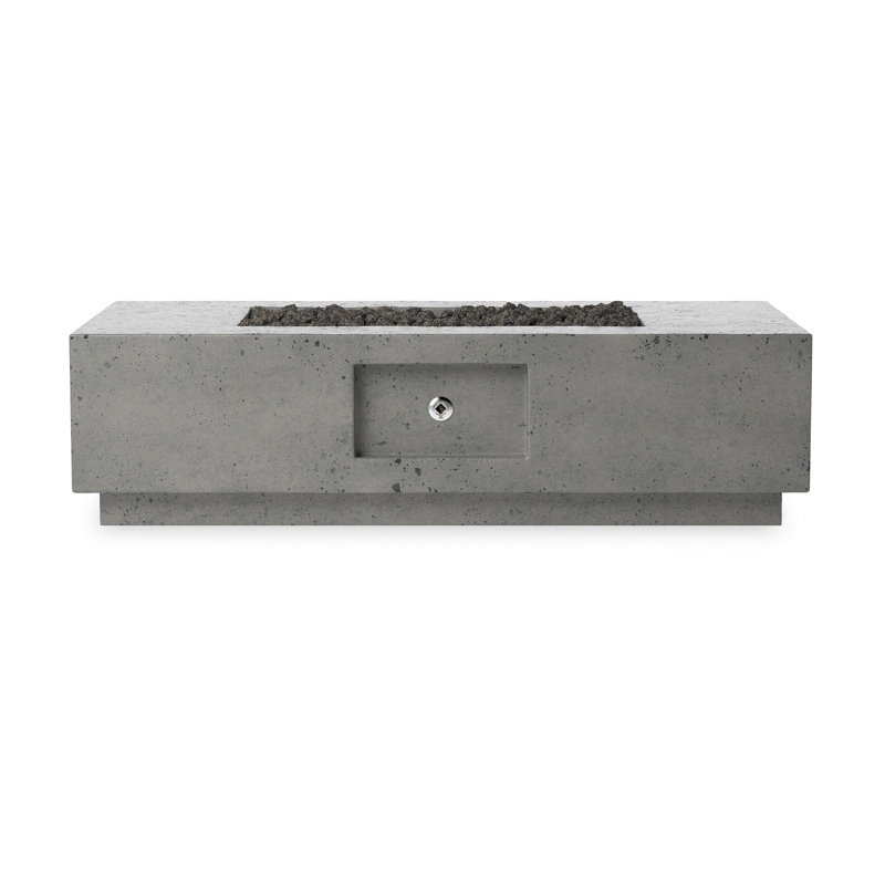 Table de foyer d'extérieur au gaz naturel en béton H 16,00000 po x l 60,00000 po Darshani, Béton étain, Propane