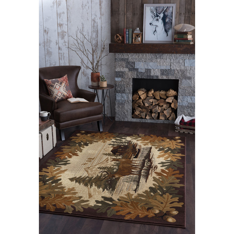 Tapis brun et beige de style Sud-Ouest, Rectangle de 5 pi x 8 pi