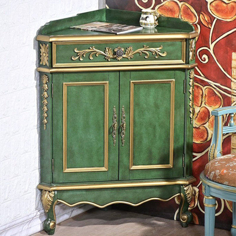 Armoire de coin en bois manufacturé vert