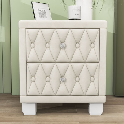 Nightstand with 2 Drawers and Button-Tufted