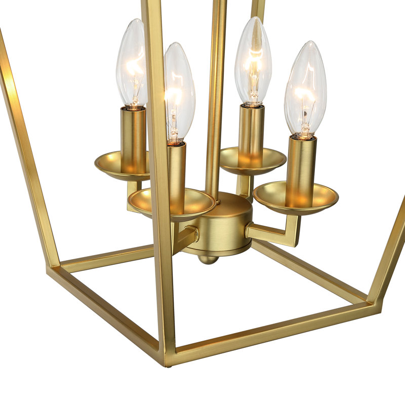 Duward 4 - Light Dimmable Lantern Chandelier, Brushed Brass
