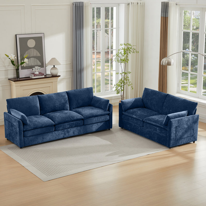 2 - Piece Mordern Style Living Room Set, Blue