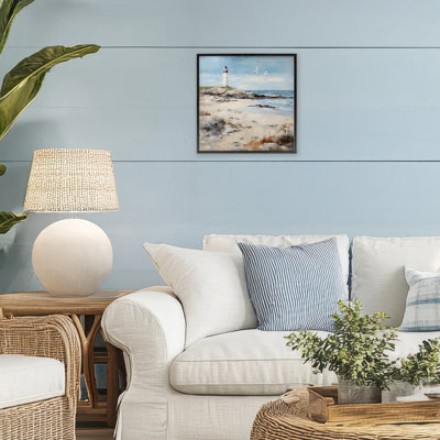 Lighthouse On Rocky Shore Framed Giclee, design by LSR Creative Studio