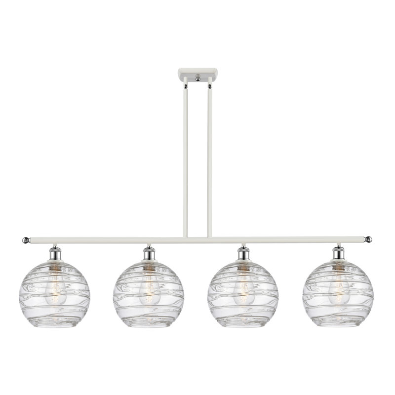Luminaire suspendu linéaire à 4 lumières pour îlot de cuisine Cindi, Blanc / chrome poli, DEL