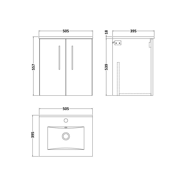 Arno 500 mm Single Vanity with Integrated Basin, White