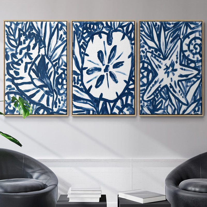 Brushik Beach Batik I 3 pièces, Argent, H 27 po x l 54 po
