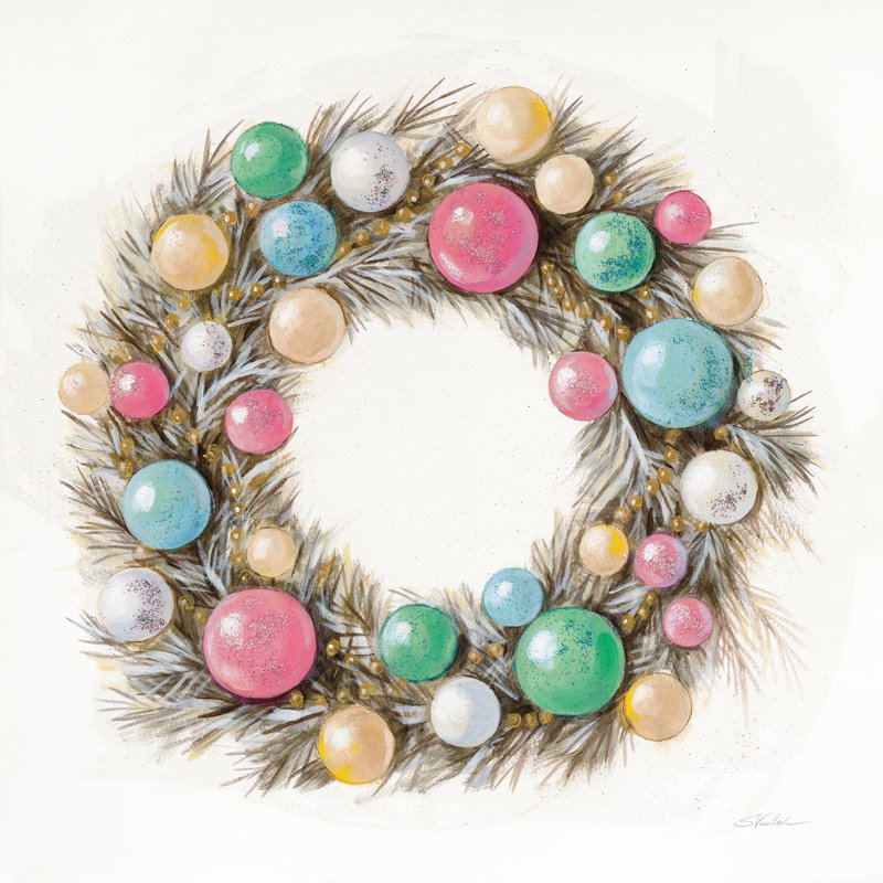 Couronne de Noël glamour, H 12 po x l 12 po, Non, Toile tendue