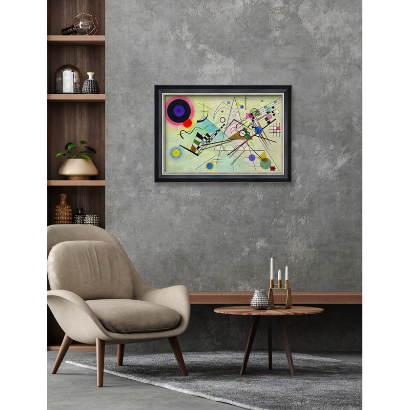 Composition 8 par Wassily Kandinsky, art mural abstrait, estampes numériques sur toile de coton sans acide, Cadre photo noir