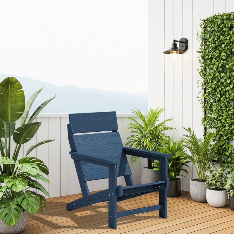 HDPE Modern Style Large Plate Adirondack Chair, Navy