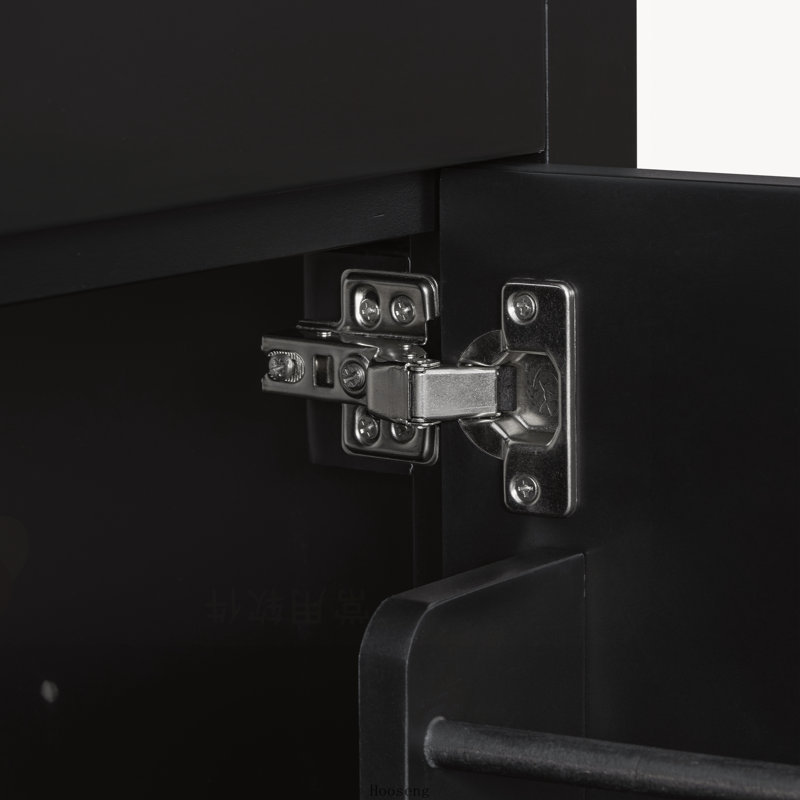 Ensemble de meuble-lavabo gris 60 po avec lavabo double en céramique, tablette réglable, portes à fermeture en douceur et tiroir rabattable 60 po