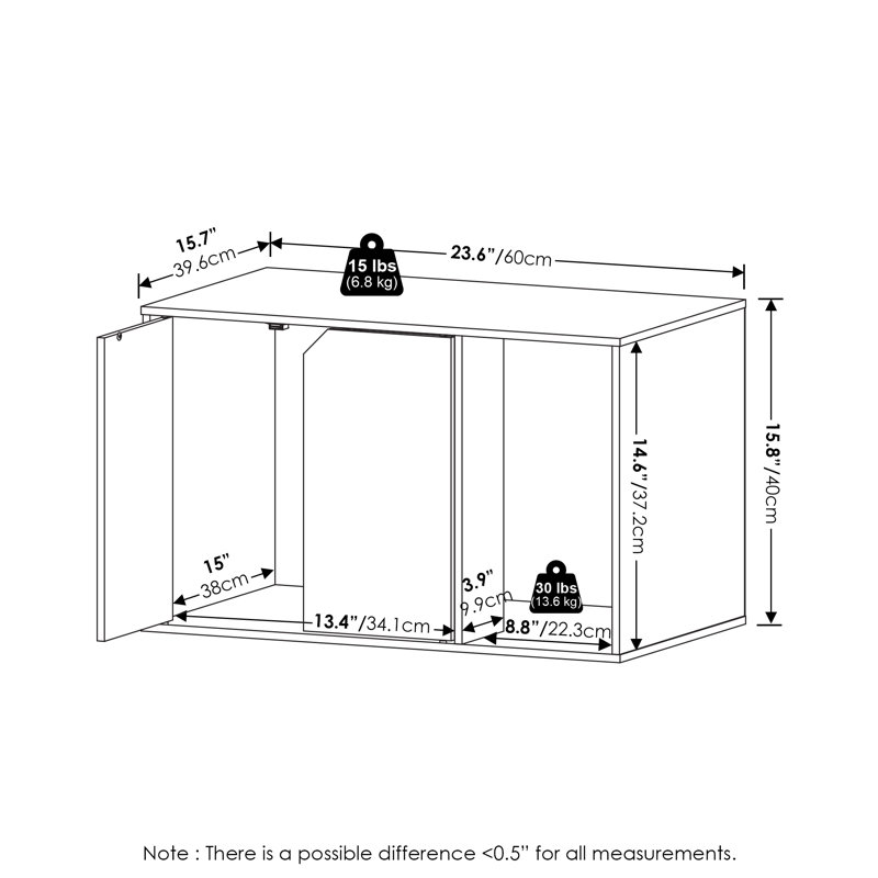 Silsbee Litter Box Enclosure, 45cm H x 60cm W x 39.6cm D