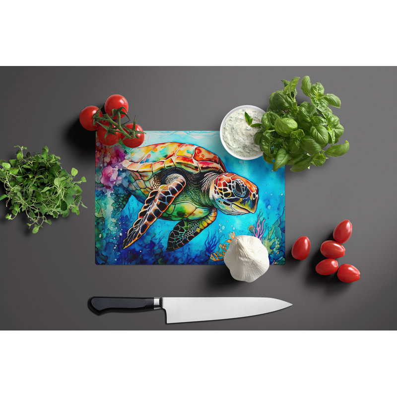 Loggerhead Sea Turtle Glass Cutting Board Large