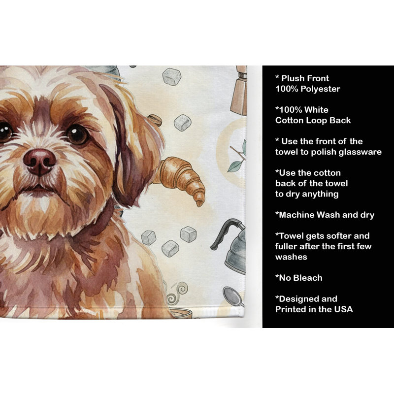 Liver Shih Tzu Coffee Bar Kitchen Towel, Liver Shih Tzu