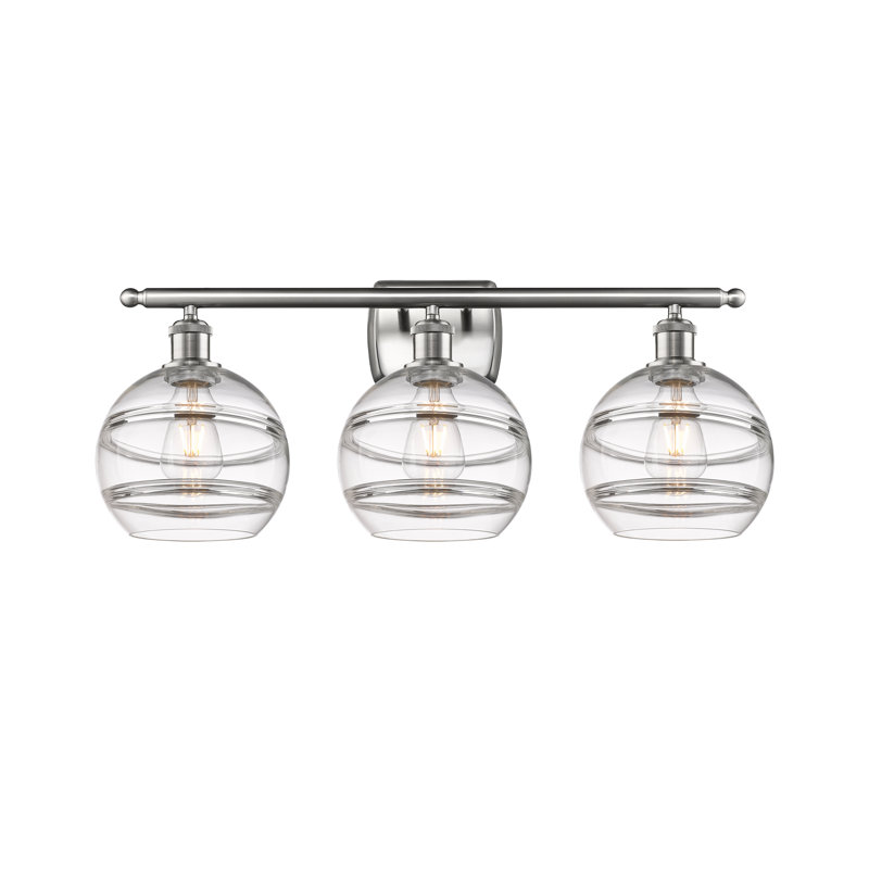 Éclairage pour meuble-lavabo 3 lumières Natick, Transparent, Nickel satiné brossé