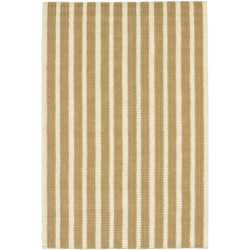 Tapis tissé à la main rayé brun et brun clair en sisal Fayean, Rectangle 5 pi x 7 pi 6 po