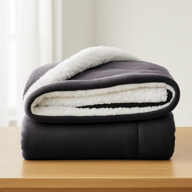 Aspire Homeware Deluxe Hotel Collection Ultra-Soft Sherpa Fleece Throw Blanket for Plush & Cozy Comfort, Black