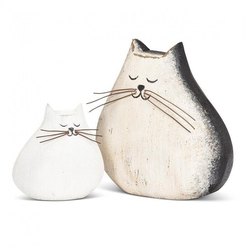 White And Black Cat Figurine, 4.50" H x 4" W x 2.50" D