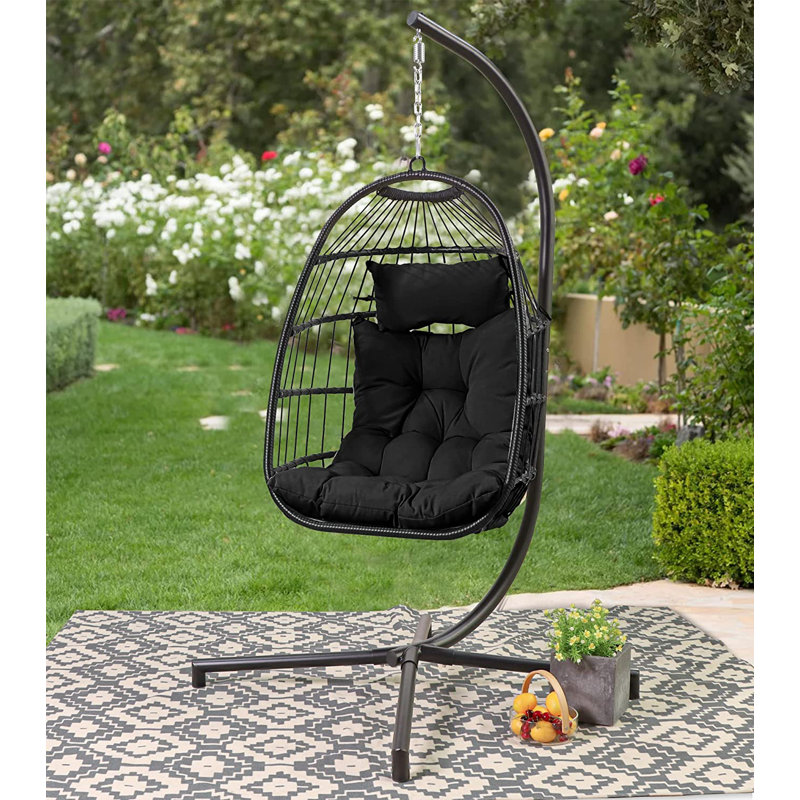 1 Person Swing Chair with Stand, Black