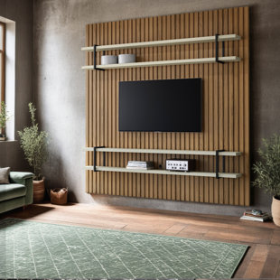Meuble télé à panneau flottant pour téléviseur 60 po 3 pièces Mohea - Meuble audio-vidéo mural élégant