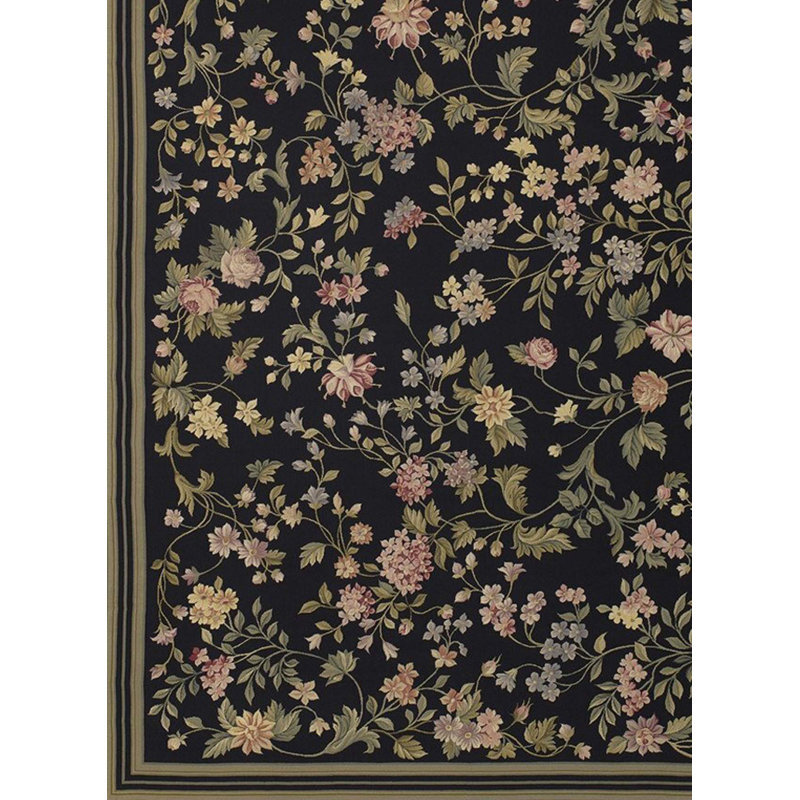Needlepoint Azm Wool Floral Indoor Rug, Rectangle 14'5" x 20'1"
