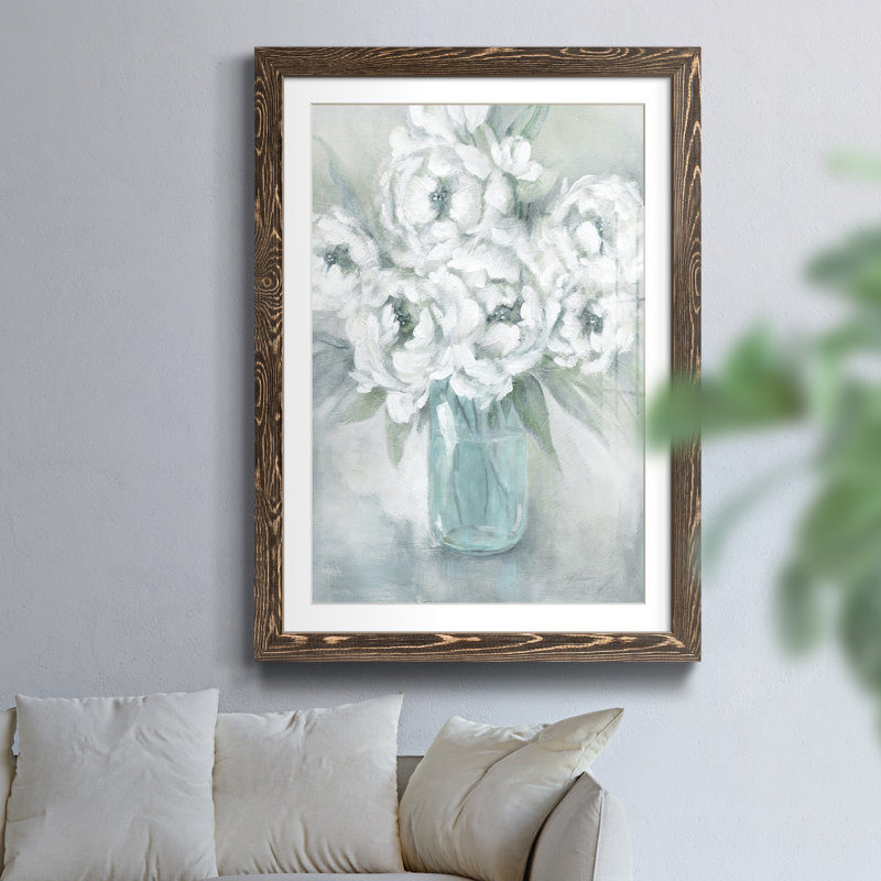 Peaceful Pe pivoines - Reproduction d'art sur papier encadrée, Papier, cadre noyer, H 37,5 po x l 27,5 po x P 1,5 po