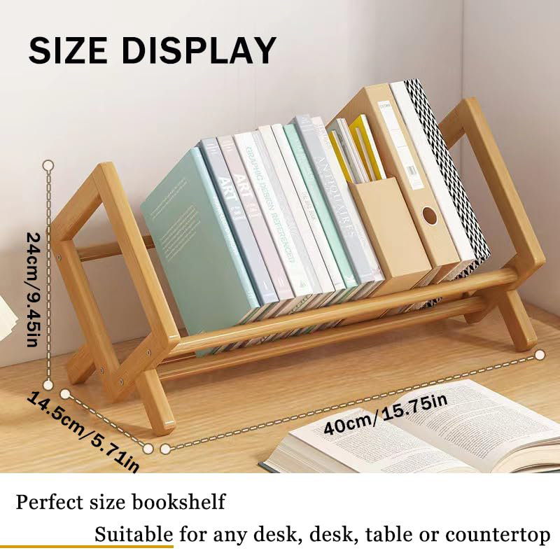 Wood Tilting Bookcase In Living Room/Home/Office, Desktop Book Shelf Organizer Bookshelves Storage Rack For Cds/Magazine/Books Display
