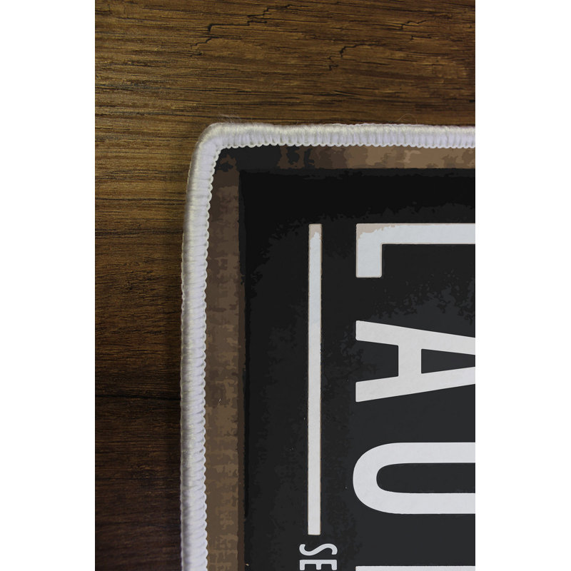 Tapis en polyester tissé à la machine en noir / blanc / brun, Tapis de couloir 3 pi 3 po x 6 pi 7 po