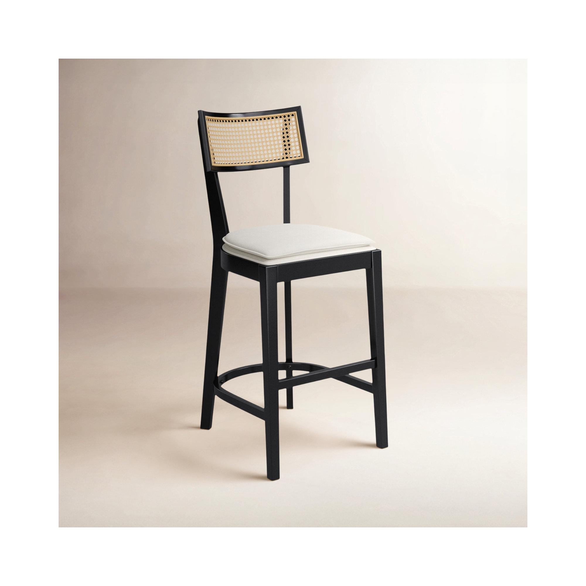 Tarrington Cane Stool, Counter Stool (26.6" Seat Height), Natural/Black