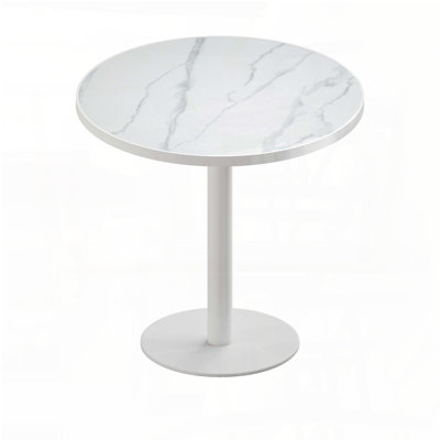 Round Faux Marble Dining Table with Titanium Feet (31.5")