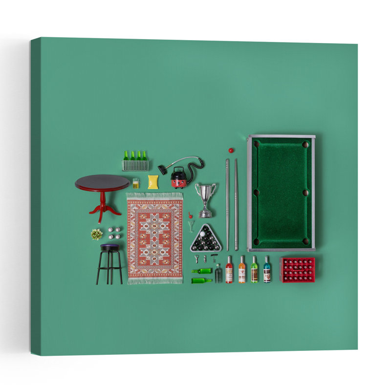 «Miniature Pool Hall», reproduction d'art mural, H 24 po x l 24 po