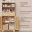 Armoire de rangement haute, armoire en rotin avec 2 tiroirs et tablette réglable, armoire de rangement pour garde-manger, armoire d'entrée pour salon, salle à manger, bureau personnel, naturel
