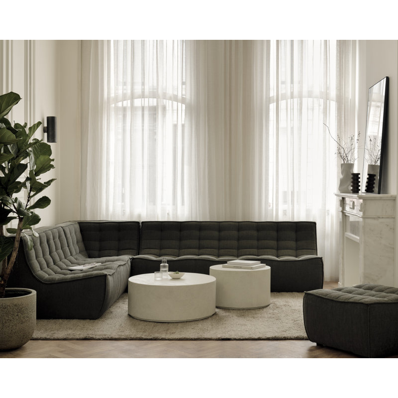 N701 Modular Sofa Set - Combo Left - 1 Seater + 2 Seater + 90° Square Corner, Moss Cotton Blend, 30" H x 119" W x 91" D