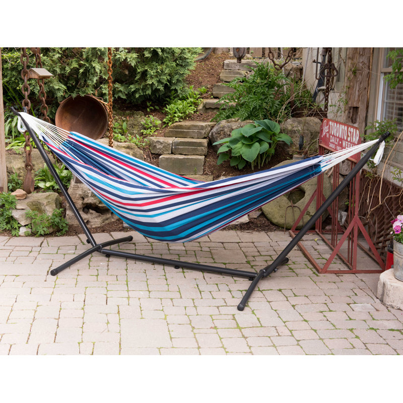 Double Classic Hammock with Stand, Black, Denim