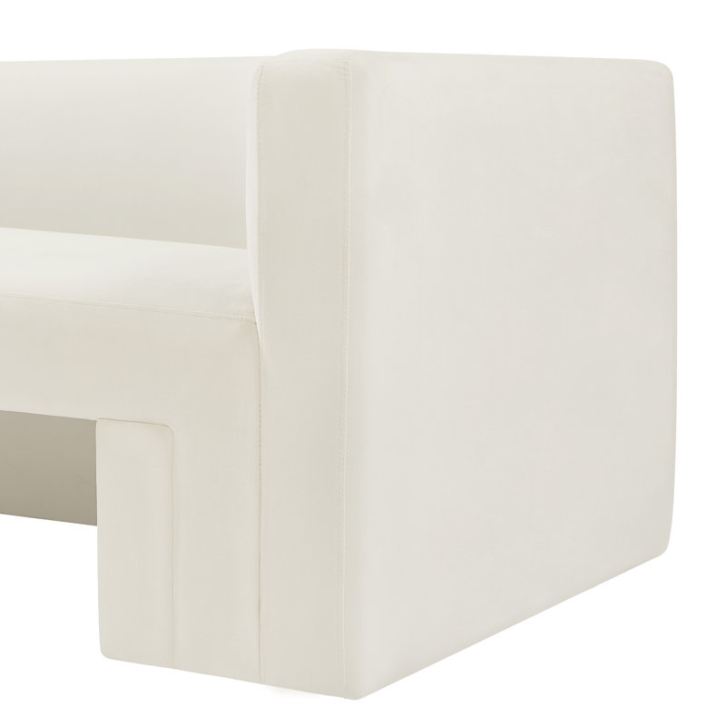 Holson 89.5" Velvet Square Arm Sofa, Cream Velvet